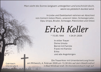 Traueranzeige von Erich Keller von Schwarzwälder Bote