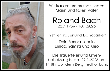 Traueranzeige von Roland Bach von Schwarzwälder Bote
