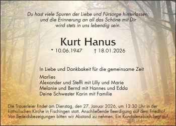 Traueranzeige von Kurt Hanus von Schwarzwälder Bote