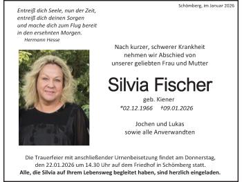 Traueranzeige von Silvia Fischer von Schwarzwälder Bote