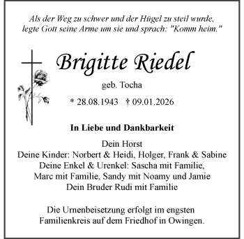 Traueranzeige von Brigitte Riedel von Schwarzwälder Bote