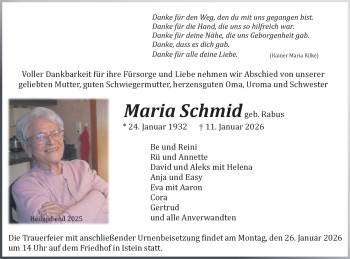 Traueranzeige von Maria Schmid von Schwarzwälder Bote
