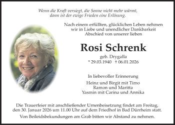 Traueranzeige von Rosi Schrenk von Schwarzwälder Bote