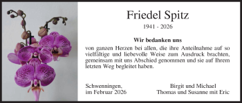 Traueranzeige von Friedel Spitz von Schwarzwälder Bote