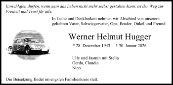 Traueranzeige von Werner Helmut Hugger von Schwarzwälder Bote