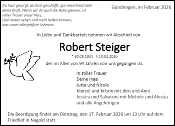 Traueranzeige von Robert Steiger von Schwarzwälder Bote