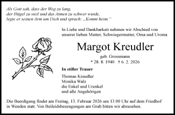 Traueranzeige von Margot Kreudler von Schwarzwälder Bote
