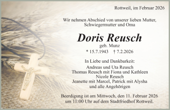 Traueranzeige von Doris Reusch von Schwarzwälder Bote