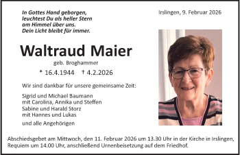 Traueranzeige von Waltraud Maier von Schwarzwälder Bote