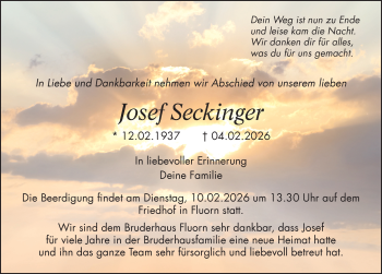 Traueranzeige von Josef Seckinger von Schwarzwälder Bote