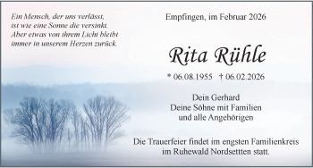 Traueranzeige von Rita Rühle von Schwarzwälder Bote