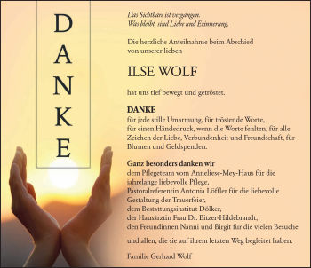 Traueranzeige von Ilse Wolf von Schwarzwälder Bote