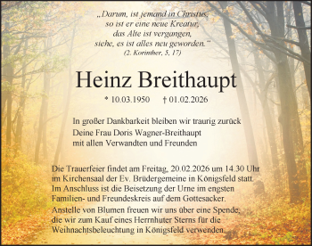 Traueranzeige von Heinz Breithaupt von Schwarzwälder Bote