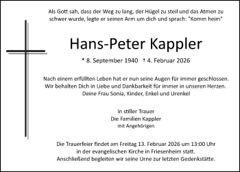 Traueranzeige von Hans-Peter Kappler von Schwarzwälder Bote