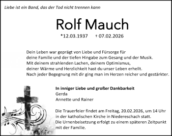 Traueranzeige von Rolf Mauch von Schwarzwälder Bote