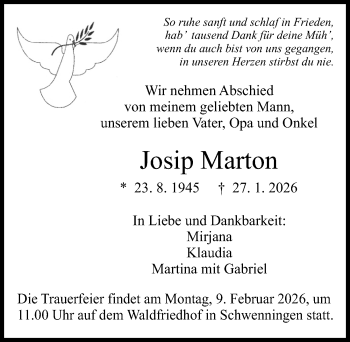 Traueranzeige von Josip Marton von Schwarzwälder Bote