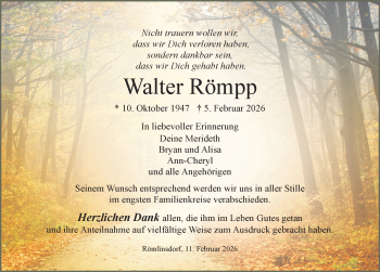 Traueranzeige von Walter Römpp von Schwarzwälder Bote