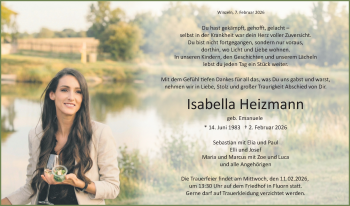 Traueranzeige von Isabella Heizmann von Schwarzwälder Bote