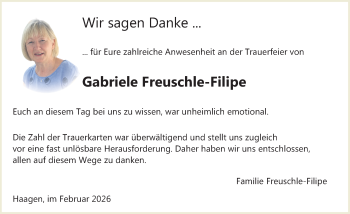 Traueranzeige von Gabriele Freuschle-Filipe von Schwarzwälder Bote