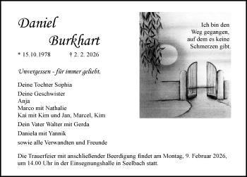 Traueranzeige von Daniel Burkhart von Schwarzwälder Bote