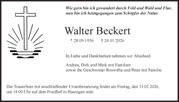 Traueranzeige von Walter Beckert von Schwarzwälder Bote