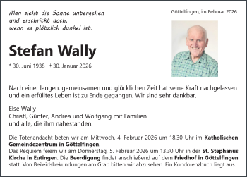 Traueranzeige von Stefan Wally von Schwarzwälder Bote