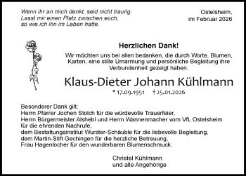 Traueranzeige von Klaus-Dieter Johann Kühlmann von Schwarzwälder Bote